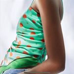 ZARA  Women’s Green Polka Dot Spaghetti Top Asymmetrical Front Blouse Cami Top Photo 4