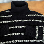 Joie  Turtleneck Black with pattern knit sweater XS Photo 4