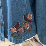 North Crest Vintage Denim Winter Embroidered Button Down Shirt Jacket Photo 2