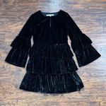 Banana Republic x Olivia Palermo • Tiered Velvet Shirtdress mini ruffle sleeve Photo 0