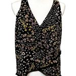 Rachel Roy  Black Mixed Media Floral Cheetah Print Tank Blouse Small NWOT Photo 0