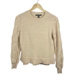 Christian Siriano New York Women’s Crewneck Pointelle Sweater in Beige Size S Tan Photo 4