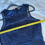 Lulus Navy Blue Sleeveless Lace Onlay Maxi Gown Dress Size L Blue Size L Photo 3