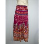 Women’s 100% Cotton Floral Tiered Maxi Skirt LARGE Pink Photo 5