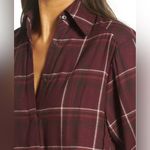 Paige  Joss Oversized Plaid long sleeve button up shirt maroon women’s size large Photo 2