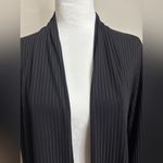 Susan Graver  Every Day Cardigan Womens S Black Ribbed Liquid Knit Office Wedding Photo 2