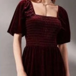 Urban Outfitters  Red Burgundy Velvet Patsy‎ Women's Romper Smocked Party Large Photo 0