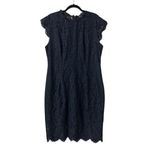 Merokeety Navy Blue Lace Cap Sleeve Sheath Dress Size XL Formal Evening Wedding Photo 11