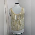 Sundance  NWT white, gold, green, sequins and beaded Gatsby sleeveless top M Photo 2