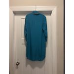 Amanda Uprichard Designer Silk Tunic Shirt Mini Dress Blue Green Size Medium Photo 4