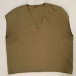 Everlane Japanese Go weave V Neck Tee Short Sleeve Olive Green top Size 16 Photo 3