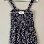 Angels Women’s Floral Tiered Waist Ruffle Top Blue Floral Size Medium EUC Photo 6