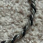 Women’s vintage silver/black twisted‎ dainty breaded bangle bracelet one size Silver Photo 2