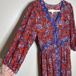 Japna  Dress L Sundress Floral Paisley Print Red Boho Preppy Cute V Neck Coquette Photo 1