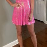 Dear Moon  Formal Dress Short Hot Pink Sequin Photo 3