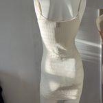 easel  Anthropologie ivory ribbed knit crochet floral lace slip mini dress small Photo 12