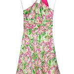 Lilly Pulitzer Floral Midi Dress Sz 2 Cotton Silk Blend Halter Neck Bow Tie Back Photo 0