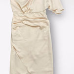 Blue Blush  Pink Champagne Satin One Shoulder‎ Midi Cocktail Dress Size S Photo 0