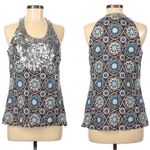Tory Burch Blue & Brown Mandala Print Top Photo 3