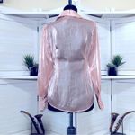 Boston Proper  Sheer Metallic Pink Shirt XS Photo 1