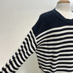 J CREW Oversized Stripe Preppy Cotton Crewneck Knit Sweater Blue White sz Medium Photo 4