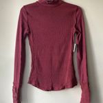 We The Free NWT Free People  JOJO Long Sleeve Mock Neck knit Top Size S Burgundy Photo 3
