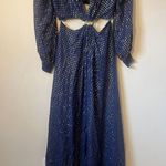 DELFI Sz Small Cerise Blue Gold Metallic Cut Out Long Sleeve O Photo 3