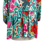 Umgee  Floral Long Sleeve Babydoll Tunic Top Size Medium Boho Peasant Photo 2