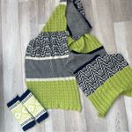 Colorful Knit Scarf Arm Warmers womens Green Blue (one size) bright fun winter Photo 0