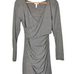 Leith Black & White Stripe Ruched Wrap Long Sleeve Bodycon Dress M Photo 4