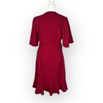 Stylestalker Natalia Wrap Dress Women's Small Red Ruffles Short Sleeves V-Neck Photo 4