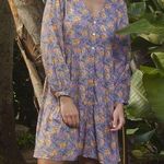 Nrvna Mode Jeanne Purple Floral Mini Shirt Dress Long Sleeve size Small NWT Photo 0