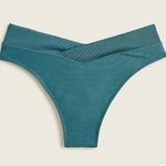 J.Crew New  Teal Ribbed Cross Front Cheeky Bikini Swim Bathing Suit Bottom 2X Photo 2