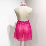 Victoria's Secret Hot Pink Lace Mesh Sheer Negligee Sexy Babydoll Chemise Size M Photo 3