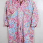 Ralph Lauren Lauren Sleep Shirt Womens M Pink Paisley Button Front Night Gown Photo 0