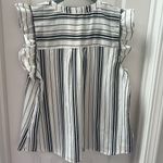 Allie Rose  Women’s Ruffle Sleeve Striped Black and White Tank Size Large NWT Photo 2