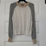 Monrow Neutral Colorblock Crew Neck Sweater Gray Size M Photo 3