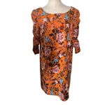 Laundry by Shelli Segal  Gathered Sleeve Floral Mini Dress Pumpkin Teal Size 16 Photo 4