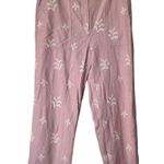 ZARA XXL linen blend embroidered Pink Wide-Leg Pants Photo 0
