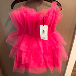 Tulle Tiered Mini Dress Pink Photo 0