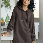 Soft Surroundings Northstar Hoodie Velvet Trim Brown Size L Photo 0