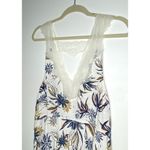 Free People  Bell Flower Ivory Blue Lace Double V Boho Lightweight Tunic Tank XS Photo 9