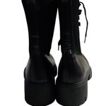 Top Moda  WO SIZE 10 MOTO CHUNKY HEEL BOOTS  LACEUP BLACK FAUX LEATHER CLEAN EUC Photo 4