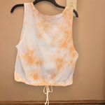 Roxy Tie Dye Embroidered Notch Cinch Crop Tank Top Orange White XL Photo 2