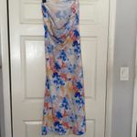 Floral Strapless Dress Blue Size L Photo 3