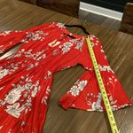 Raga  rohit teared peasant bell sleeve metallic shimmer red mini floral dress S Photo 5