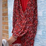 The Kooples FLOWING RED DRESS WITH FLORAL MOTIF SIZE 0 Photo 9