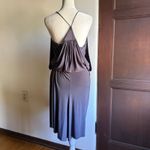 MISA Los Angeles | Dark Gray Domino Draped Knot front Cocktail Dress | Medium Photo 5