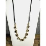Stella & Dot Reese Sparkle Rhinestone Gold Tone Necklace Leather Tie Adjustable Photo 1