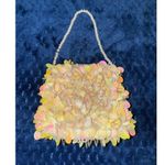 Vintage Clutch Purse Cocktail Party Clutch Peach Sequins / Beaded Zip Closure Pink Photo 5